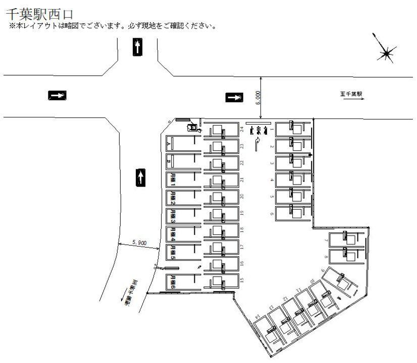 千葉駅西口の駐車配置図