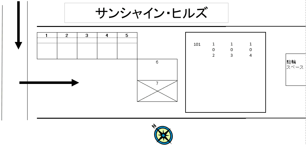 サンシャインヒルズの駐車配置図