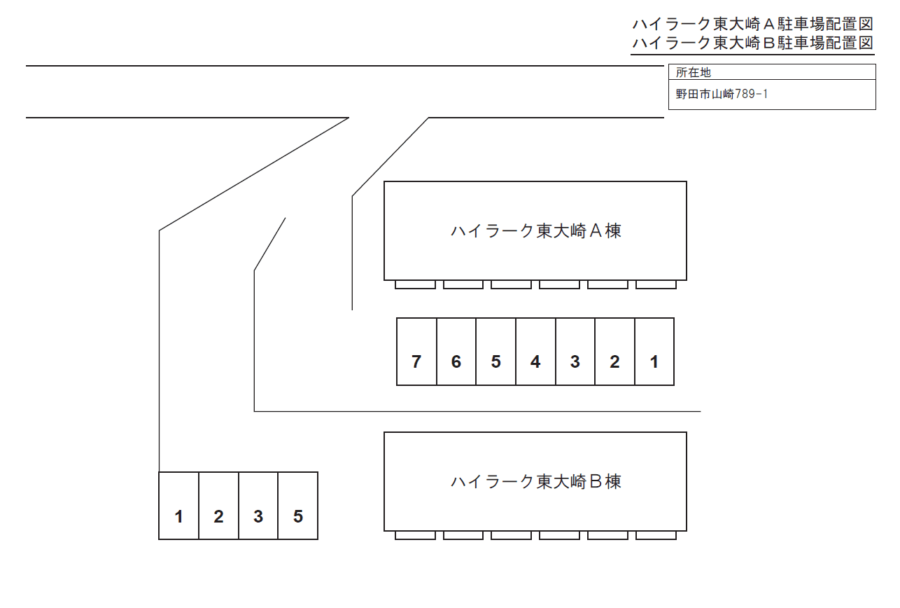 ハイラーク東大崎B駐車場の駐車配置図