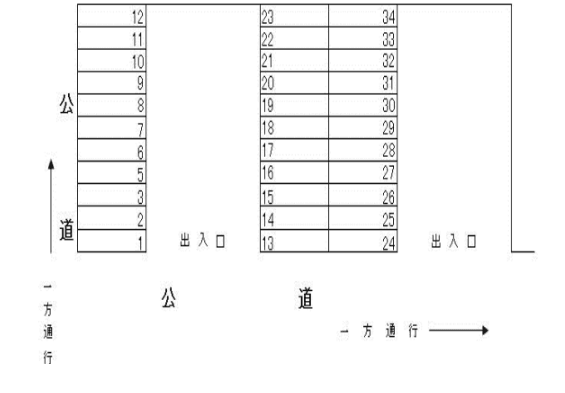 鳥山公園パーキングの駐車配置図
