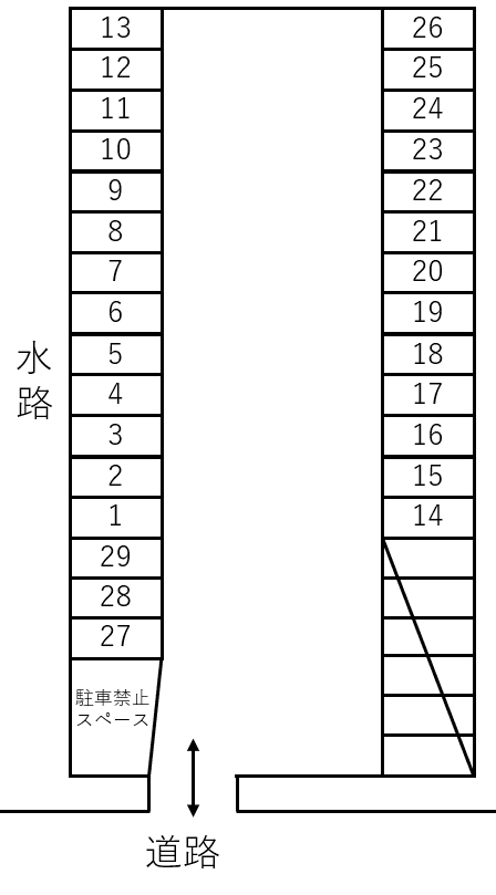 大橋４丁目ガレージの駐車配置図