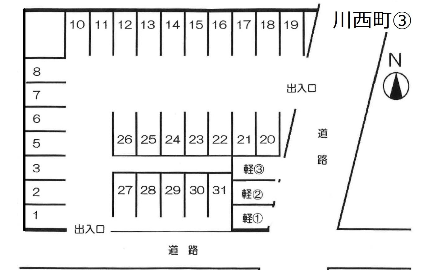 川西町③の駐車配置図