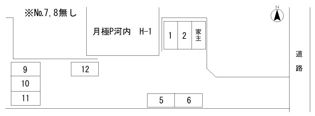 月極駐車場河内K-1の駐車配置図