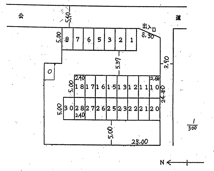 辻栄昌モータープールの駐車配置図