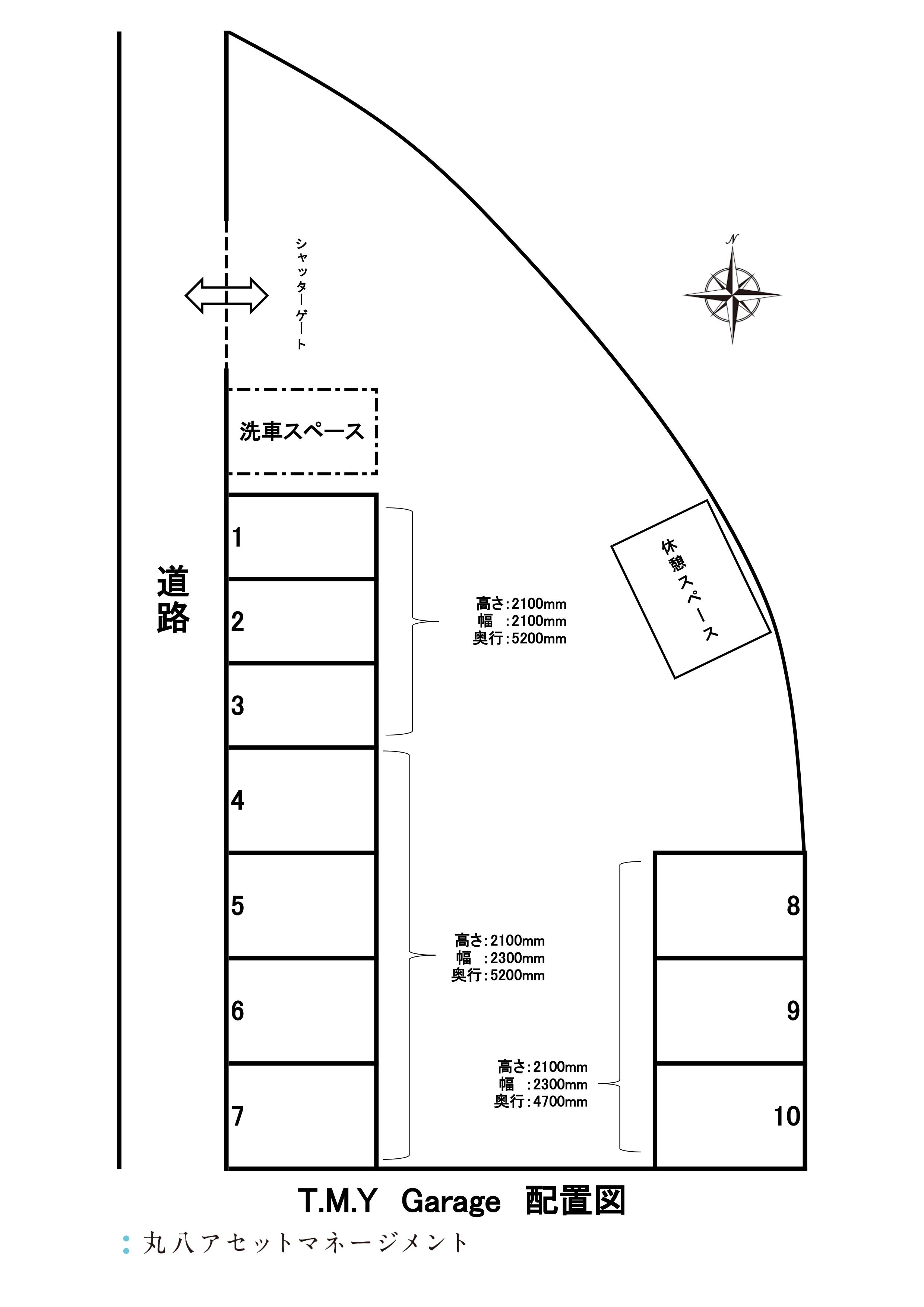 Ｔ．Ｍ．ＹＧａｒａｇｅの駐車配置図