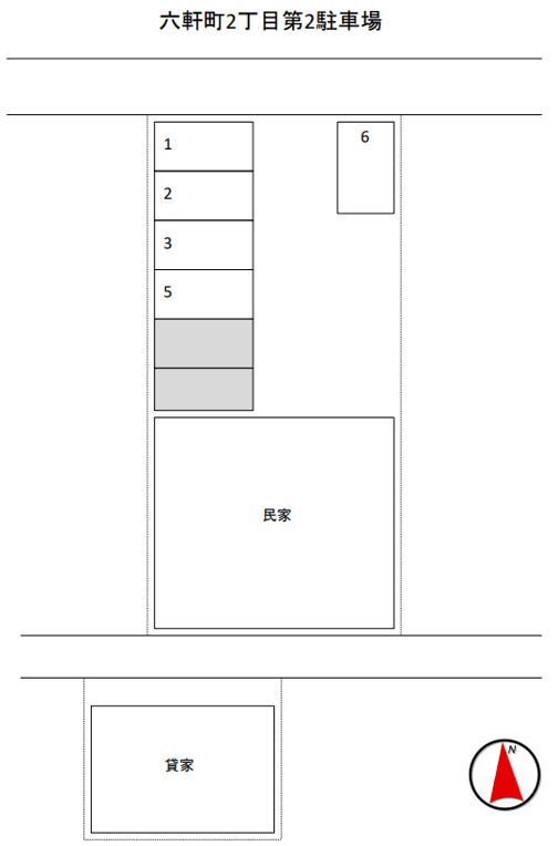 六軒町2丁目第2駐車場の駐車配置図