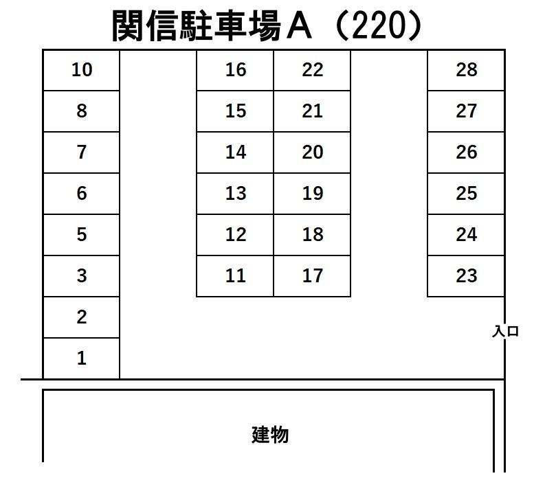 関信駐車場Ａ（220）の駐車配置図