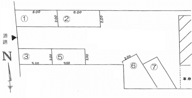 福本駐車場の駐車配置図