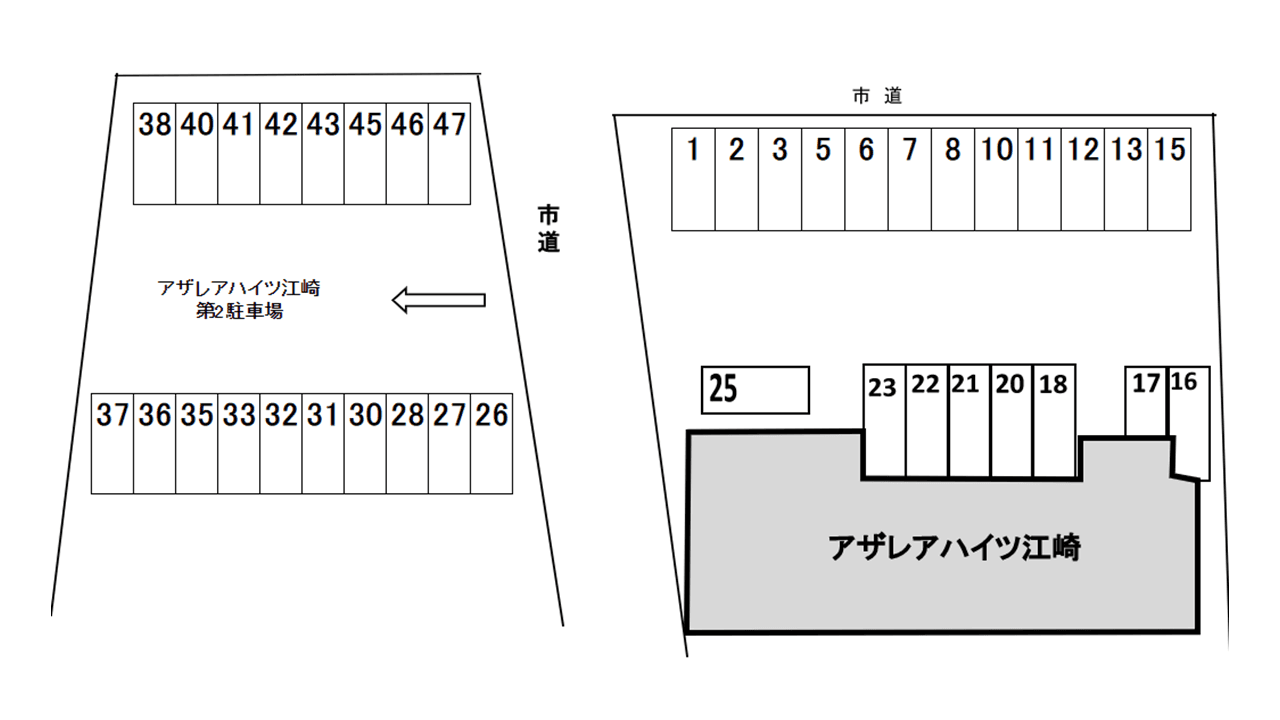 アザレアハイツ江﨑　第2駐車場の駐車配置図
