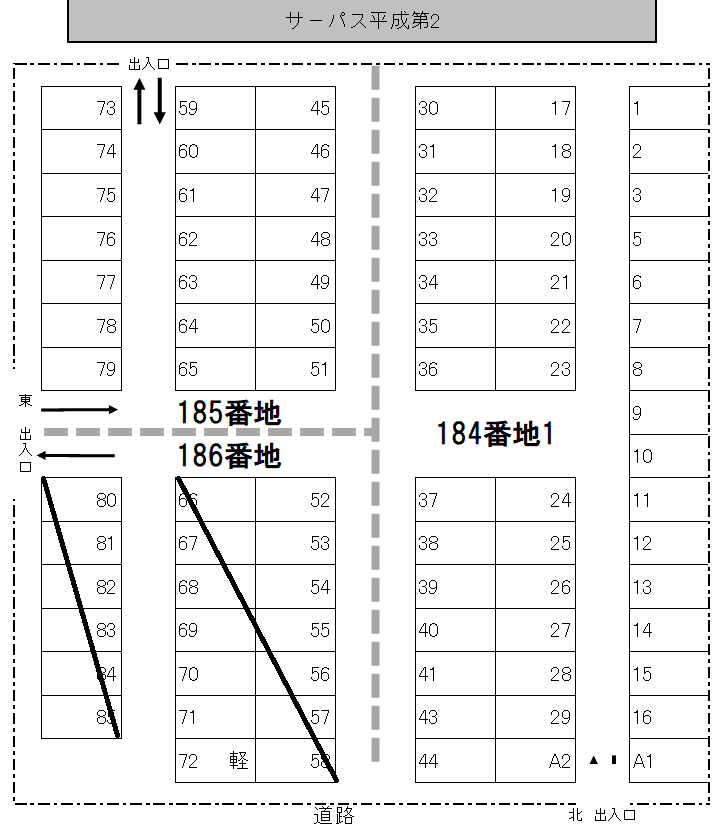 本山町駐車場①の駐車配置図