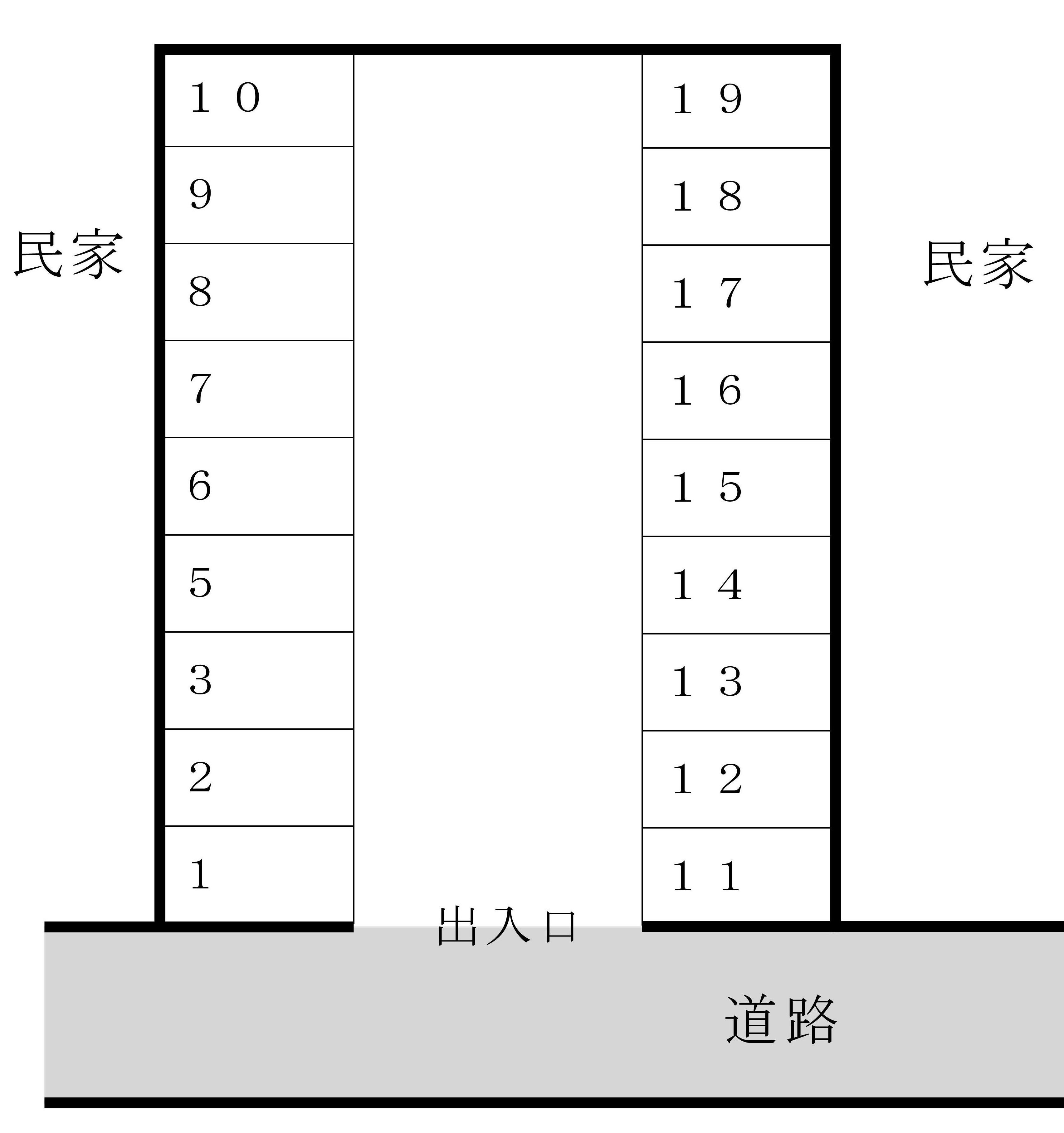 中村駐車場の駐車配置図