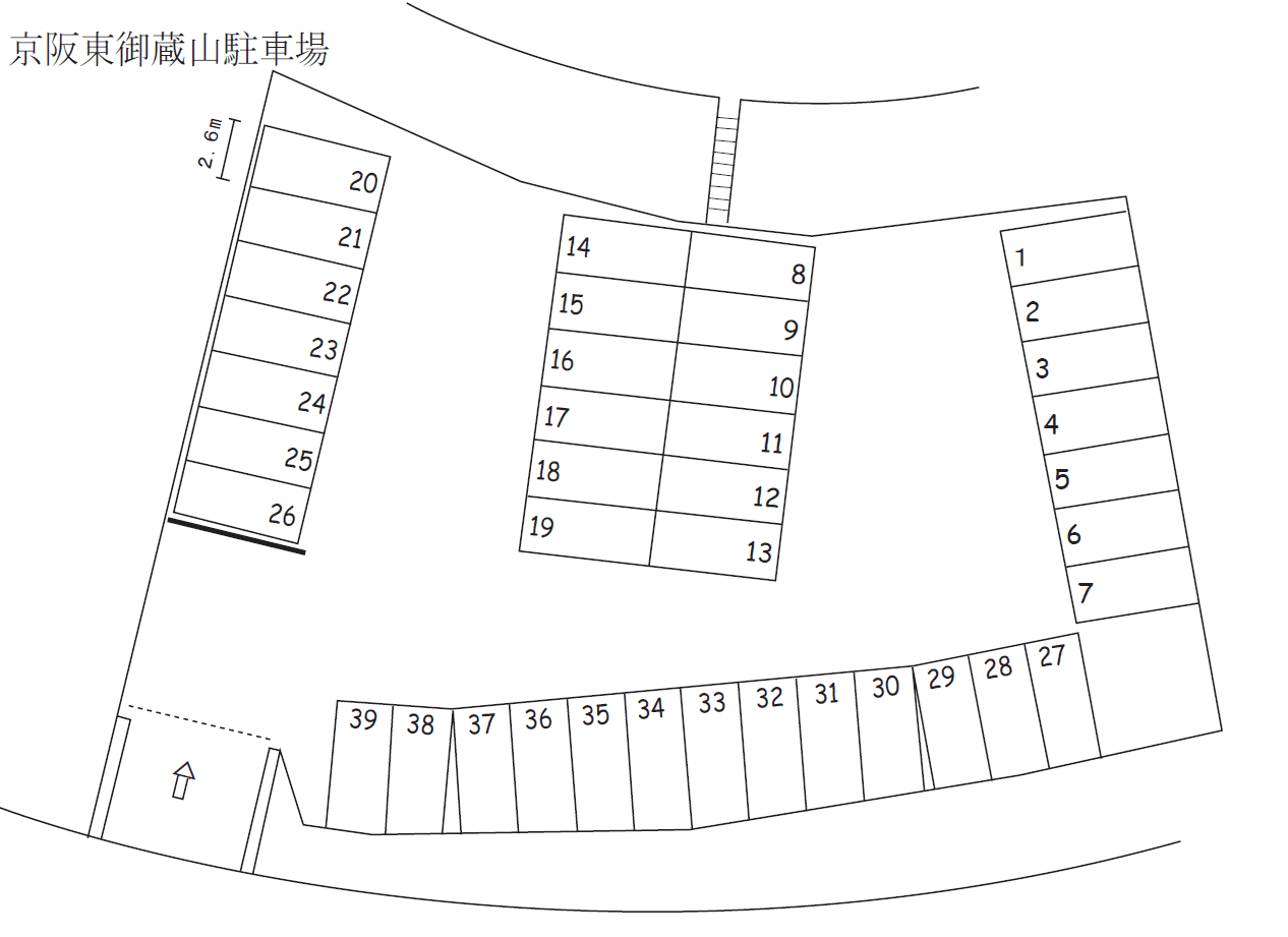 京阪東御蔵山駐車場の駐車配置図