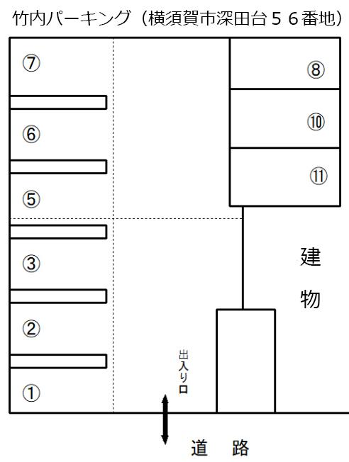 竹内パーキング（横須賀市深田台５６番地）の駐車配置図