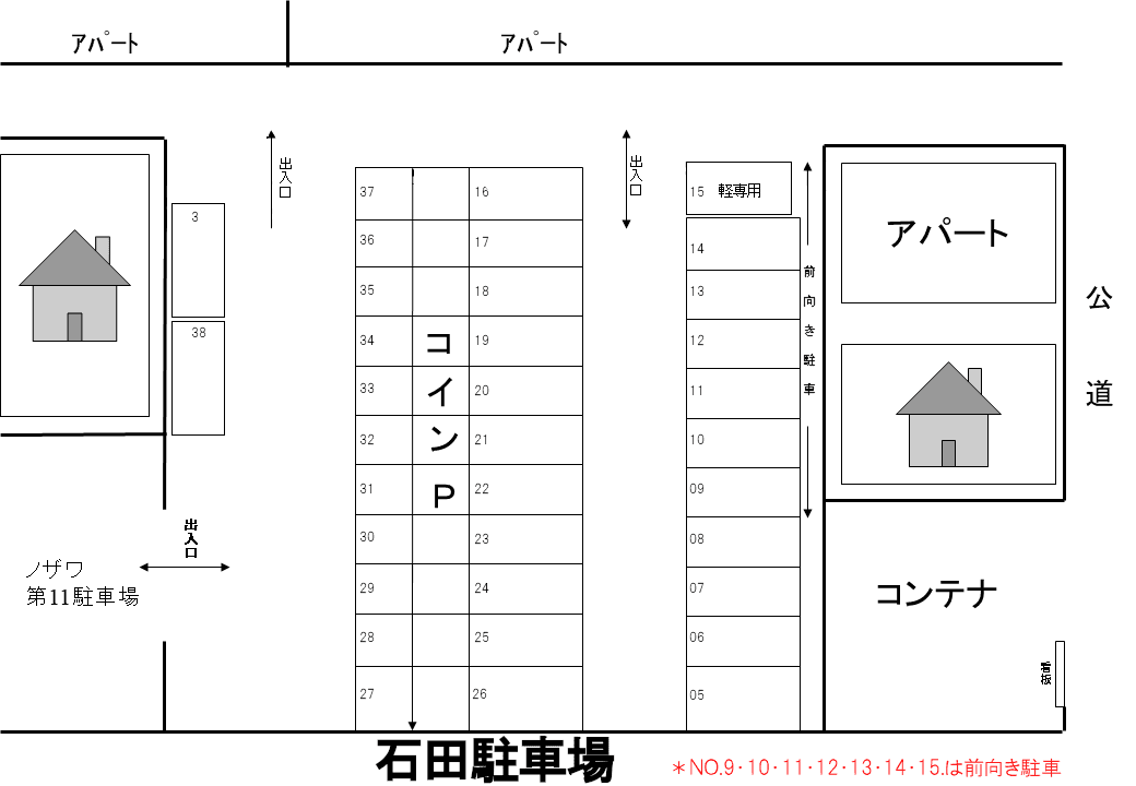 石田駐車場の駐車配置図