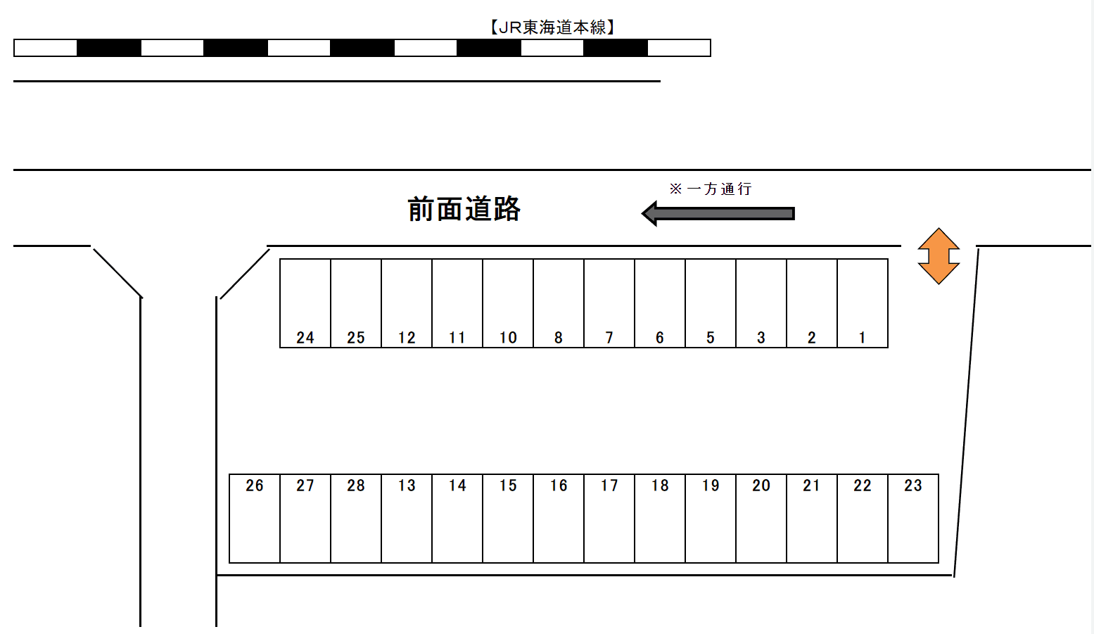 日本カーボン鷹飼町南駐車場の駐車配置図