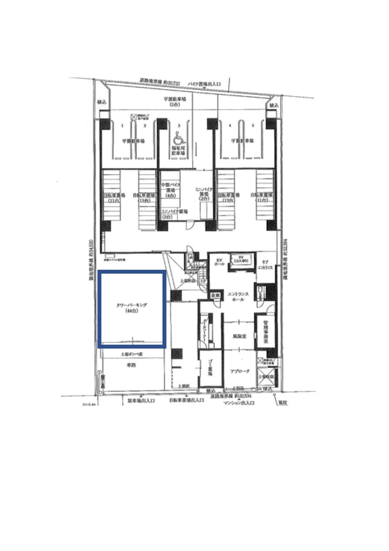 中央町５番地駐車場の駐車配置図