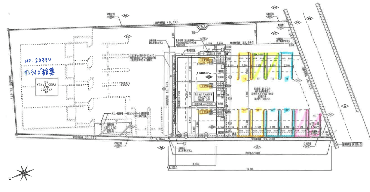 ファミーユ稲葉の駐車配置図