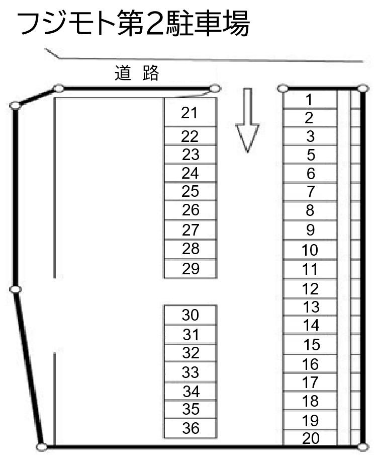 フジモト第２駐車場の駐車配置図
