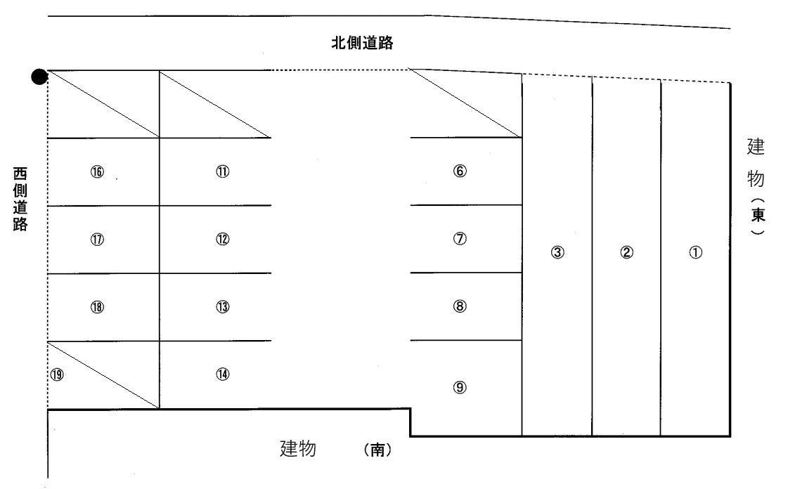 上川手第１駐車場の駐車配置図