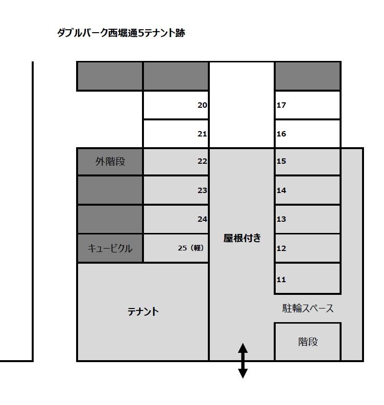 ダブルパーク西堀通5テナント跡の駐車配置図