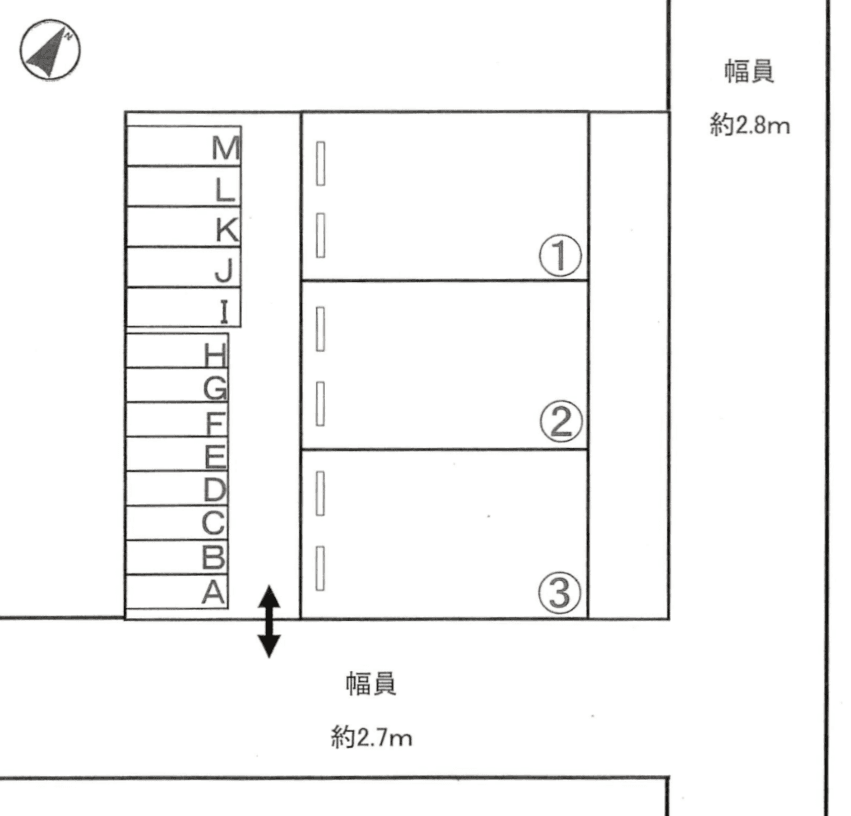 戎町3丁目ガレージの駐車配置図