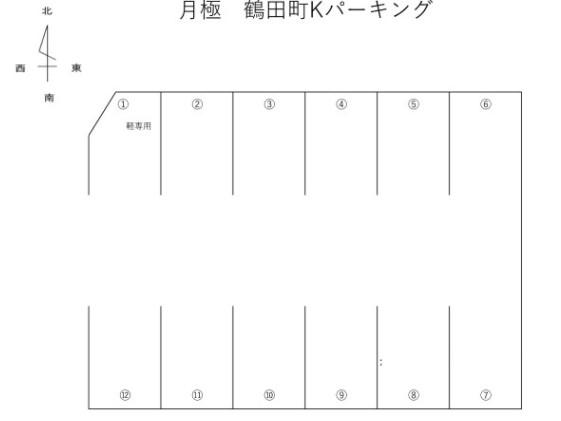 月極 鶴田町Kパーキングの駐車配置図