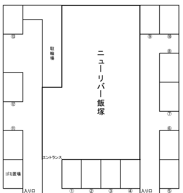 ニューリバー飯塚駐車場の駐車配置図