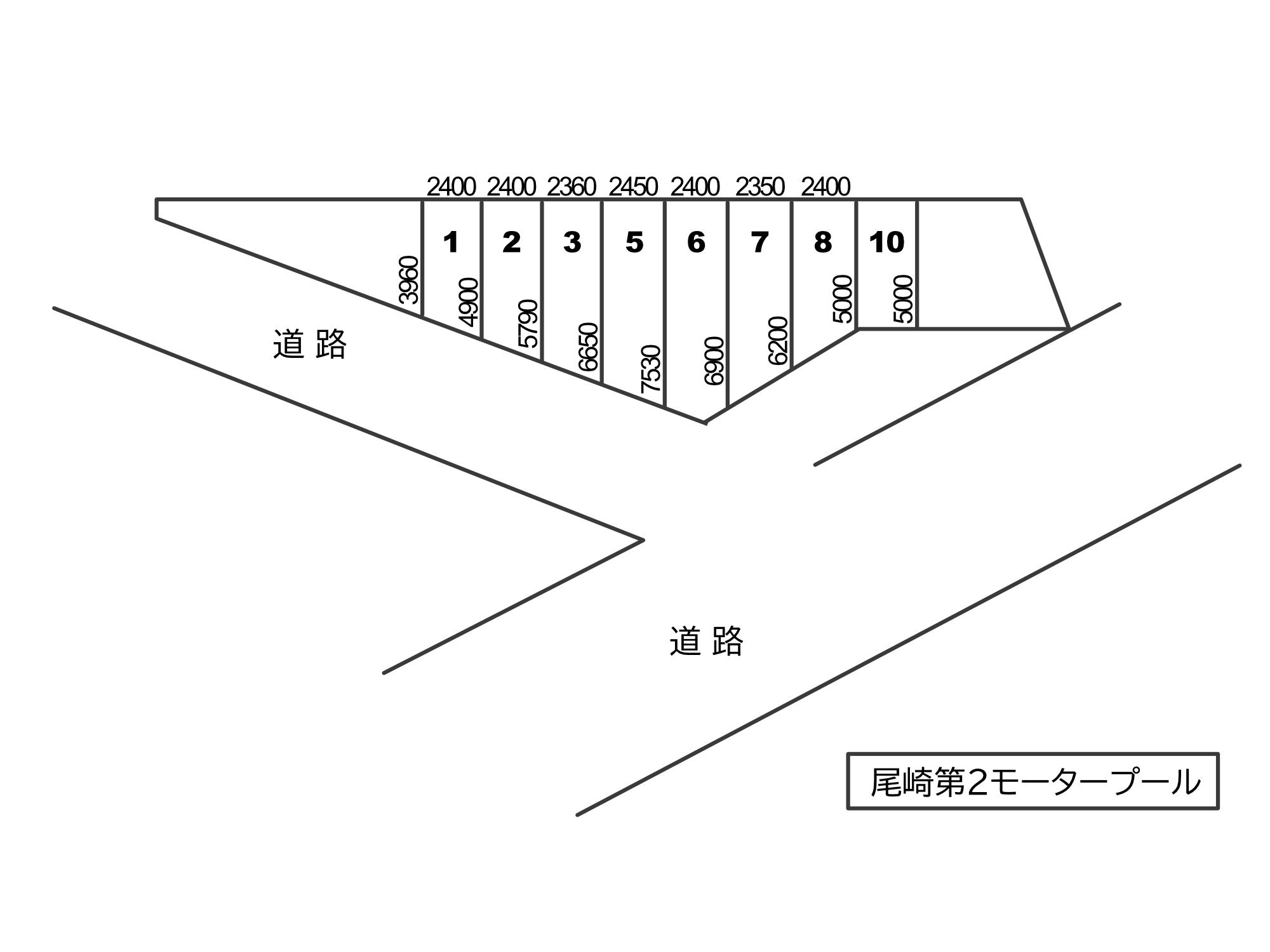 尾崎第２モータープールの駐車配置図