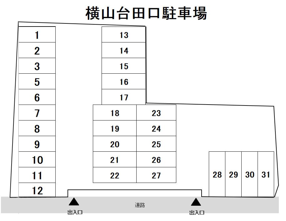 横山台田口駐車場の駐車配置図