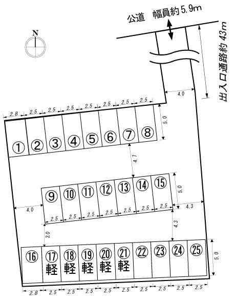 ホットハウス柏木２丁目パーキングの駐車配置図