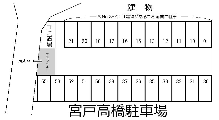 宮戸高橋駐車場の駐車配置図