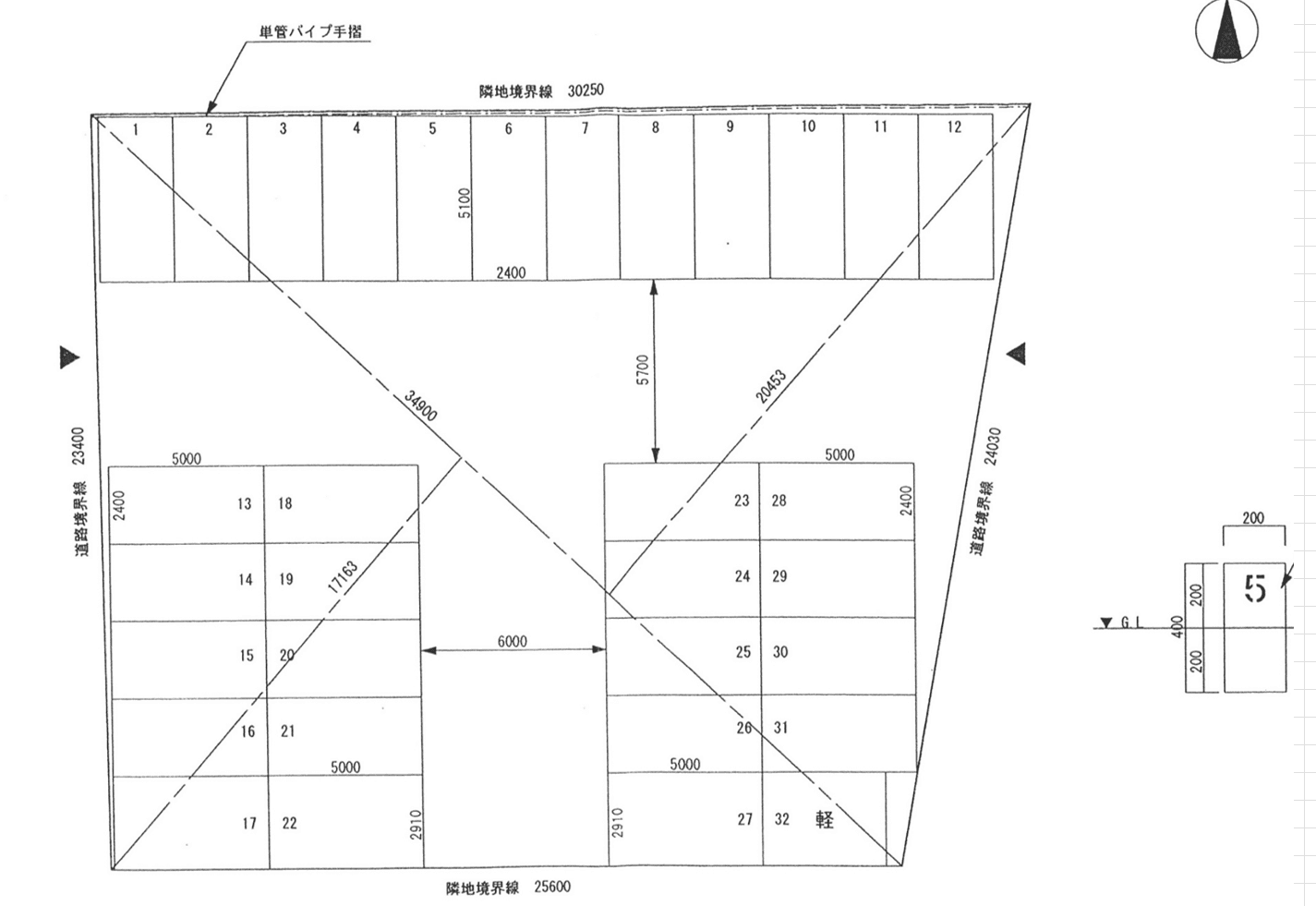 川嶋駐車場の駐車配置図