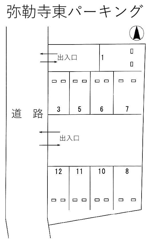 弥勒寺東パーキングの駐車配置図