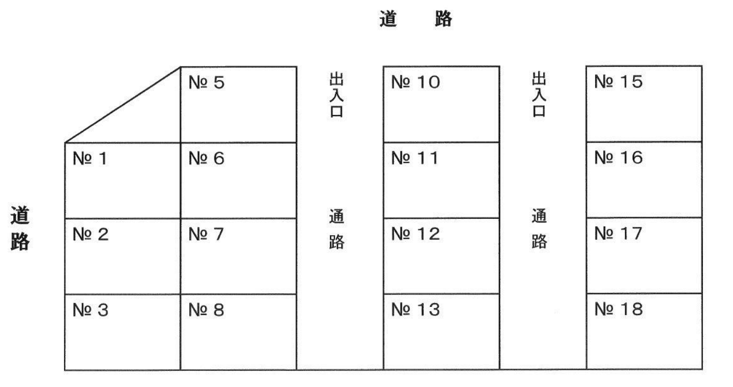 けやき台一丁目月極駐車場の駐車配置図
