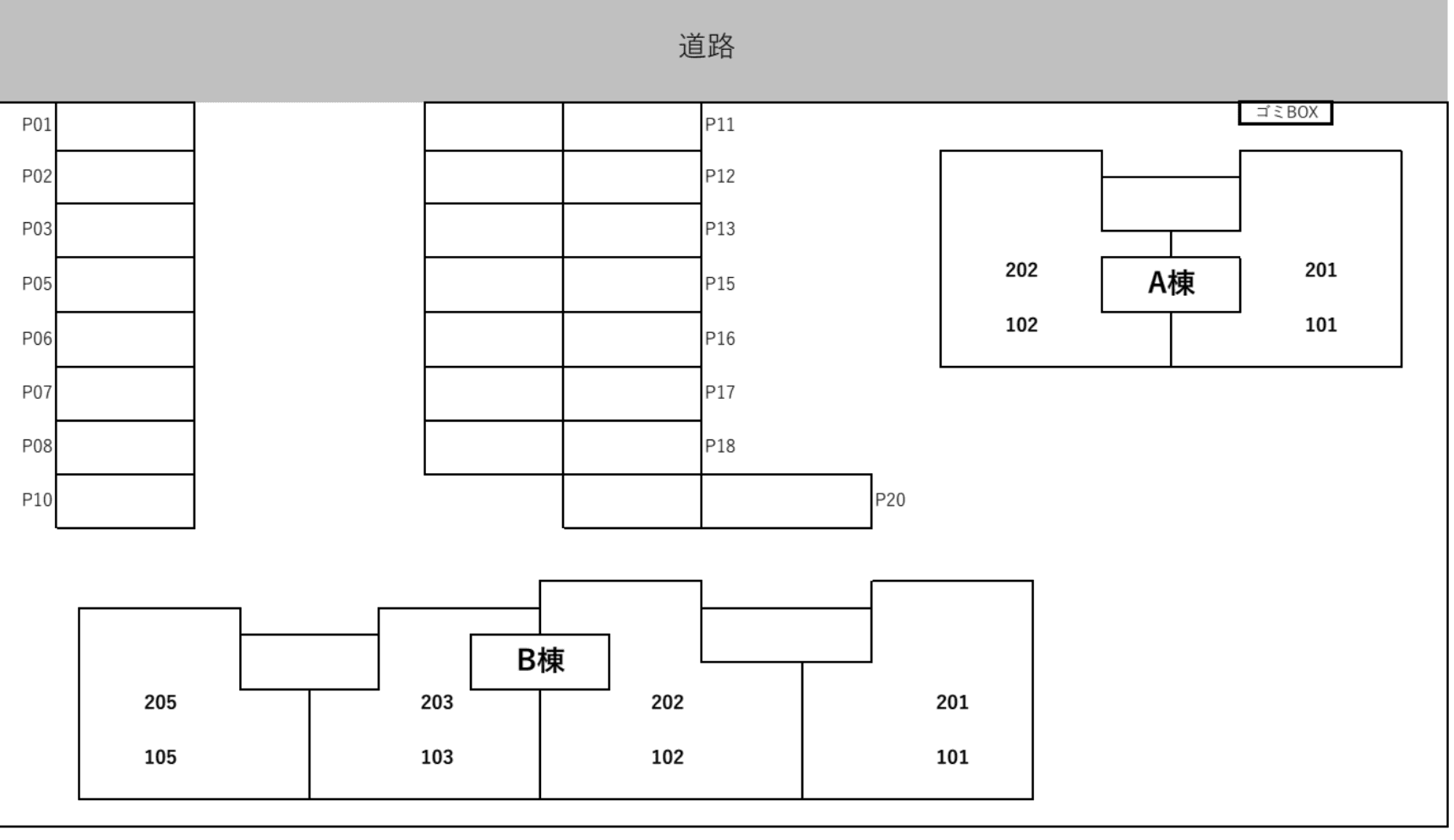 ドゥラメール小杉の駐車配置図