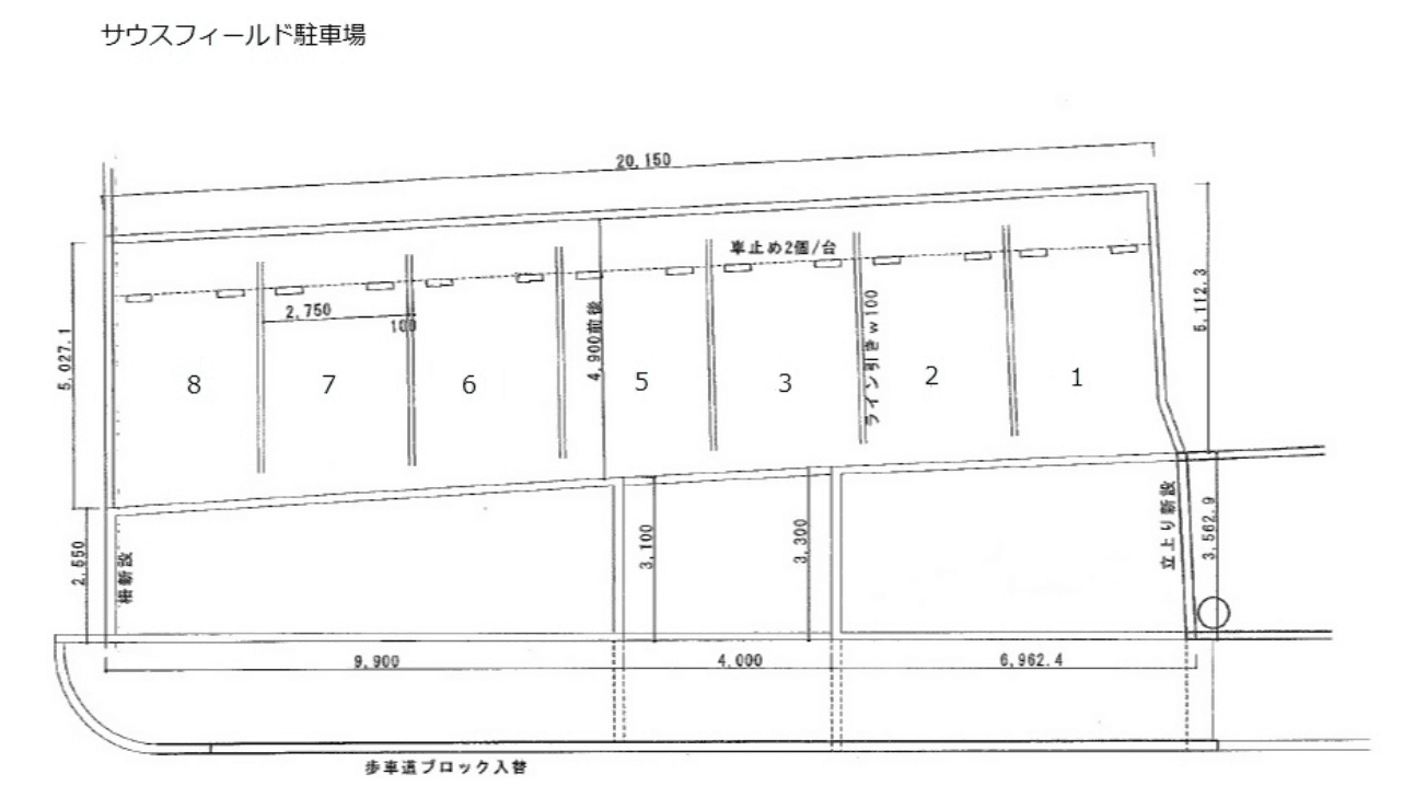 サウスフィールド駐車場の駐車配置図