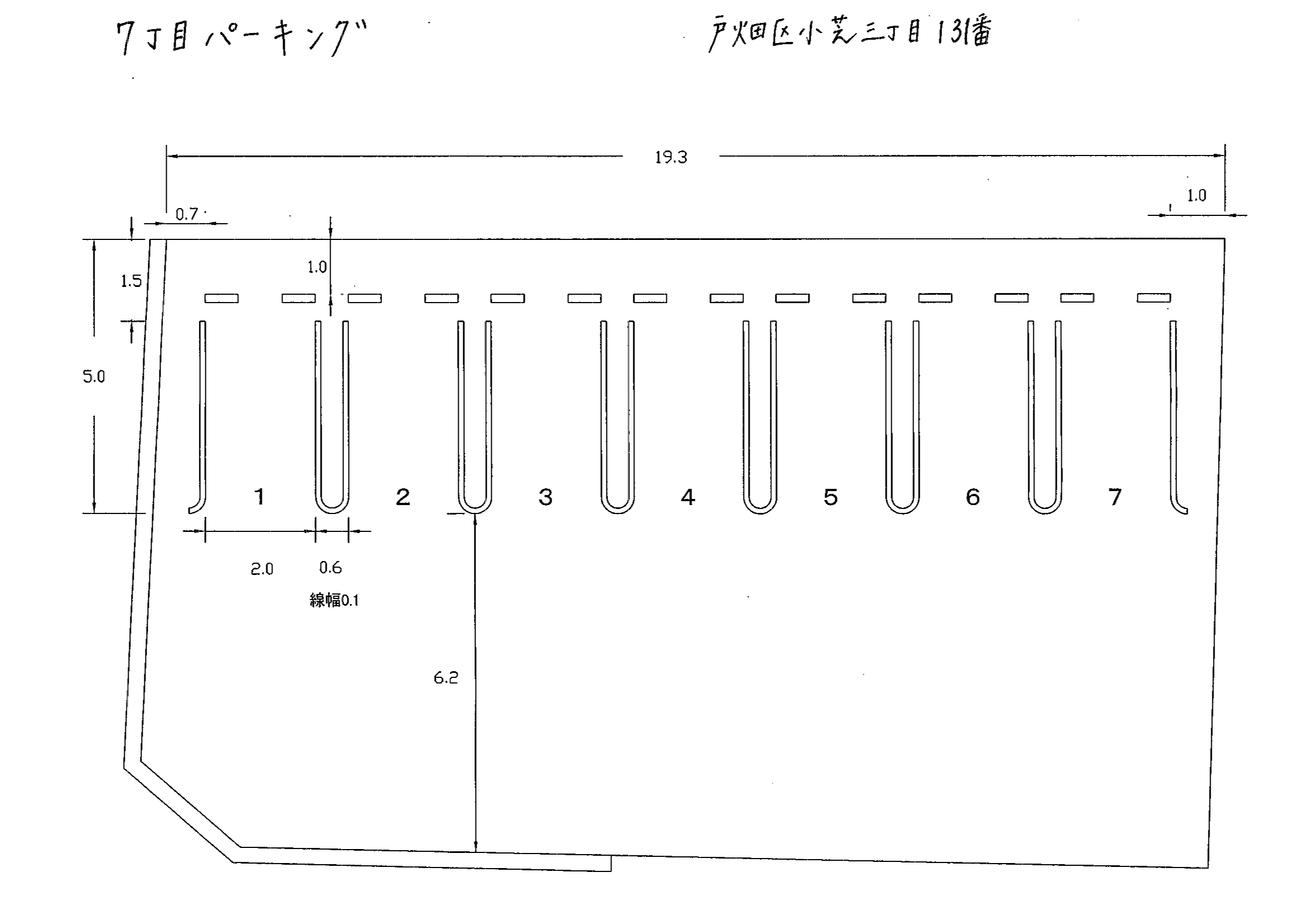 ７丁目パーキングの駐車配置図