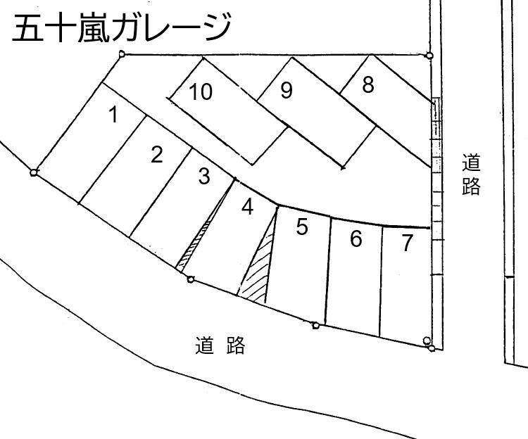 五十嵐ガレージの駐車配置図