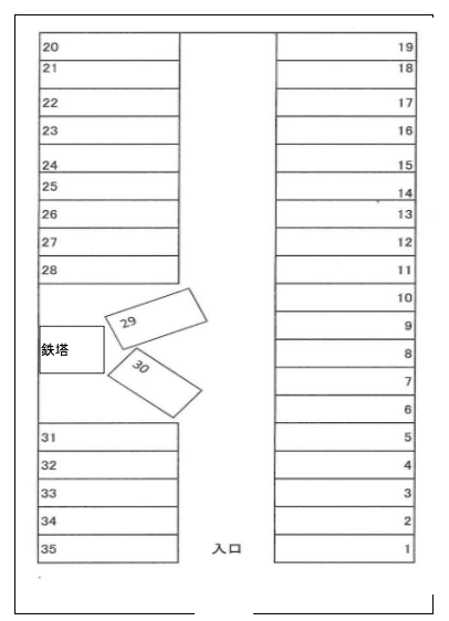 宮本第6月極駐車場の駐車配置図