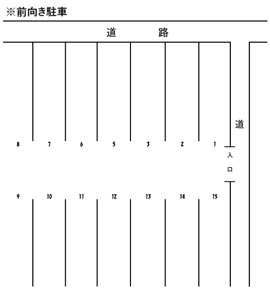 第2山内駐車場の駐車配置図
