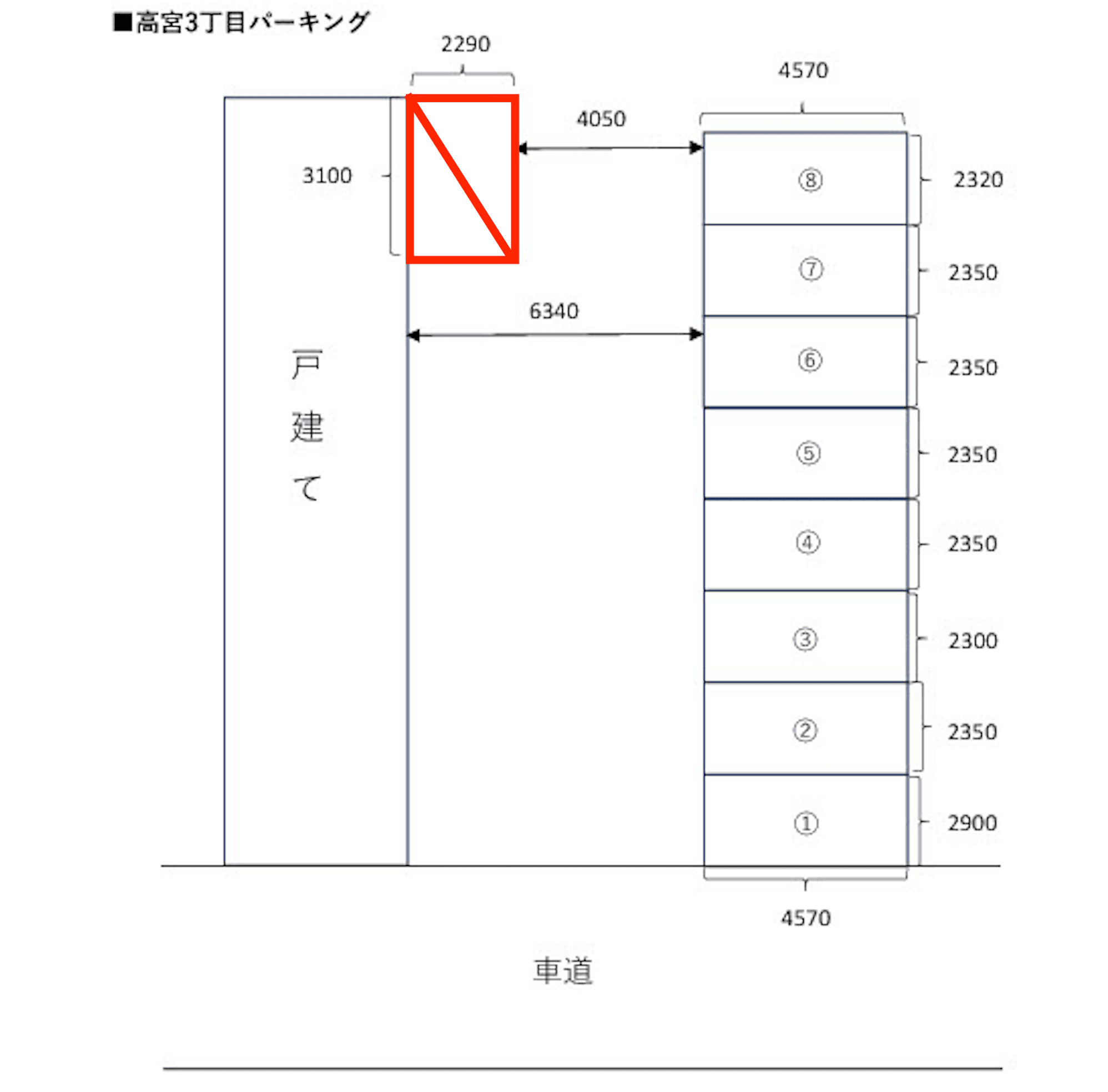 高宮3丁目パーキングの駐車配置図