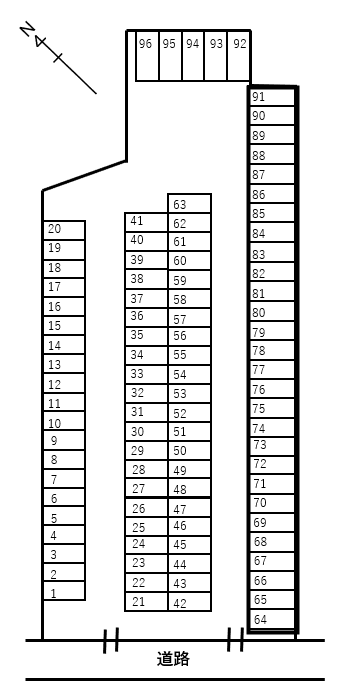 神立東二丁目駐車場　№90の駐車配置図