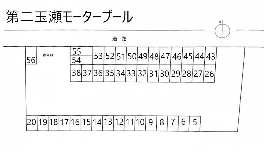 第二玉瀬モータープールの駐車配置図