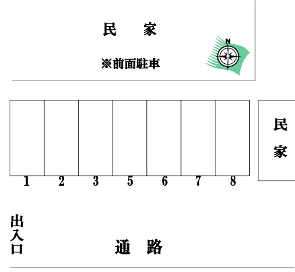 山下利夫屋敷内　駐車場の駐車配置図