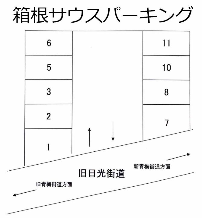 箱根サウスパーキングの駐車配置図