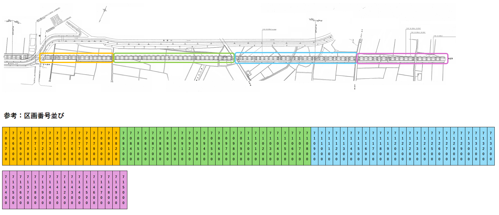 高架下46(7067-7150)の駐車配置図