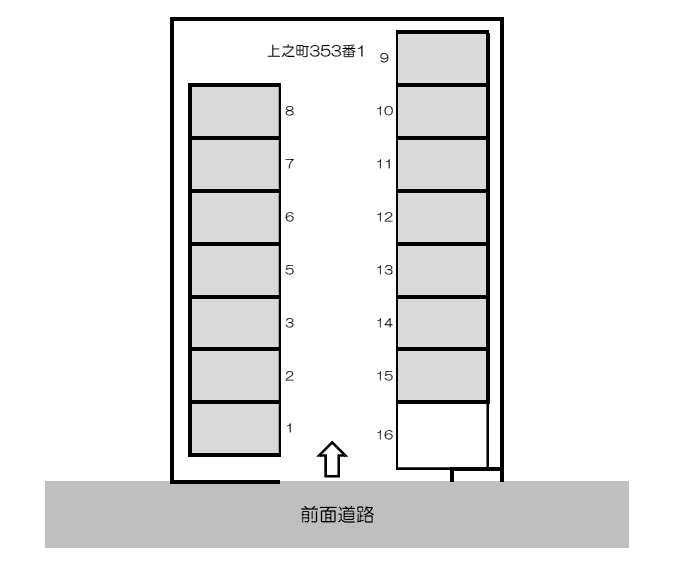 地蔵駐車場Ⅱ（シャッター付ガレージ）の駐車配置図