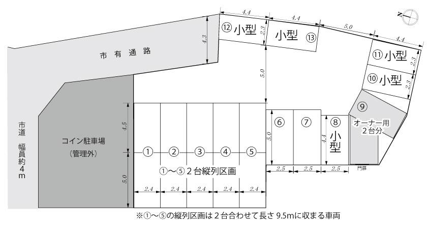 ホットハウス大手町ナナキューパーキングの駐車配置図
