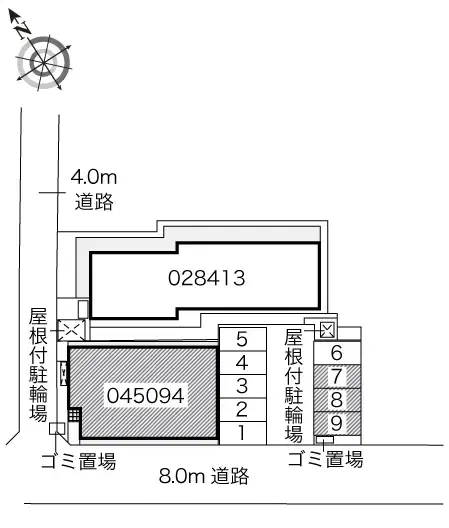 スマイル(45094)　敷地外駐車場の駐車配置図