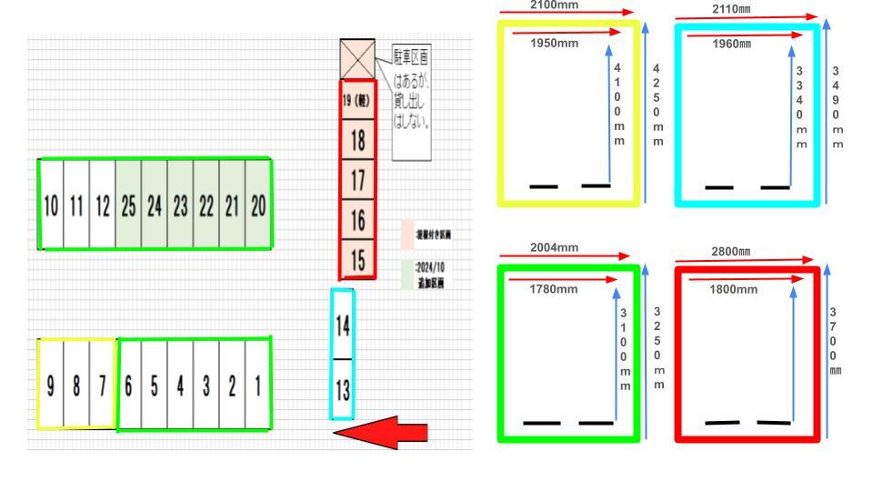 山崎太可堂駐車場の駐車配置図